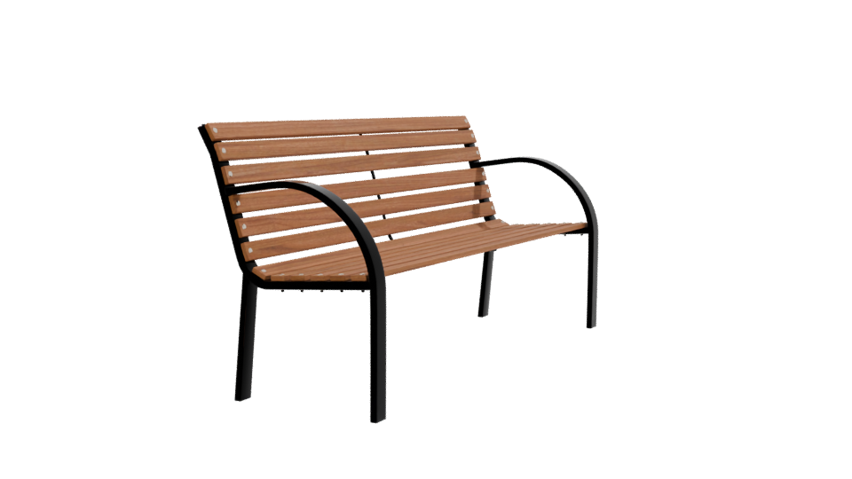 Stylish Outdoor Wooden Bench 3D Model - Professional 3D Model Render 9