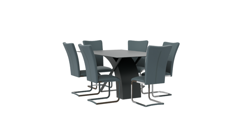 Rectangular Dining Table Set 3D - Professional 3D Model Render 7
