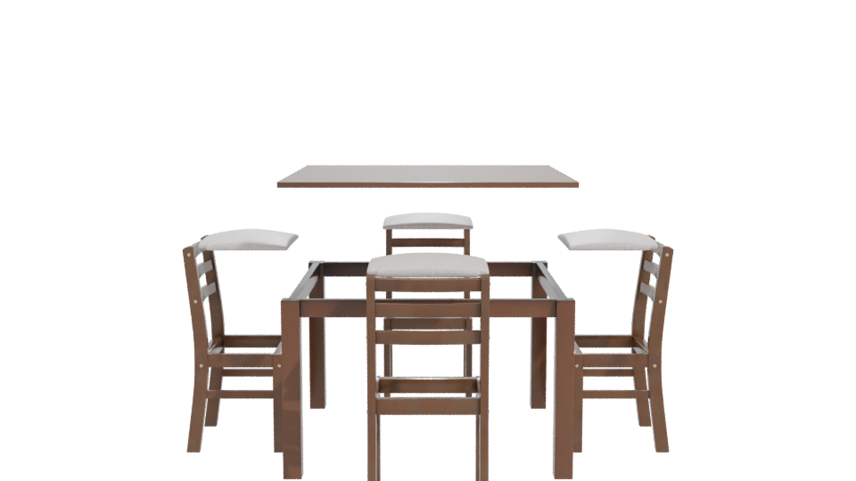 Elegant Wooden Dining Table Set - Professional 3D Model Render 11