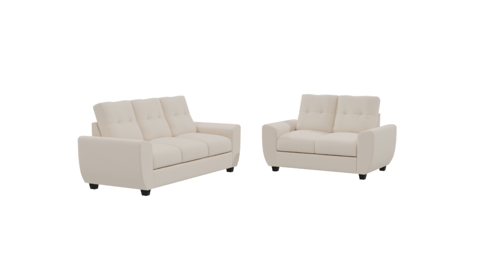 Contemporary Cream Leather Sofa Set 3D Model - Professional 3D Model Render 9