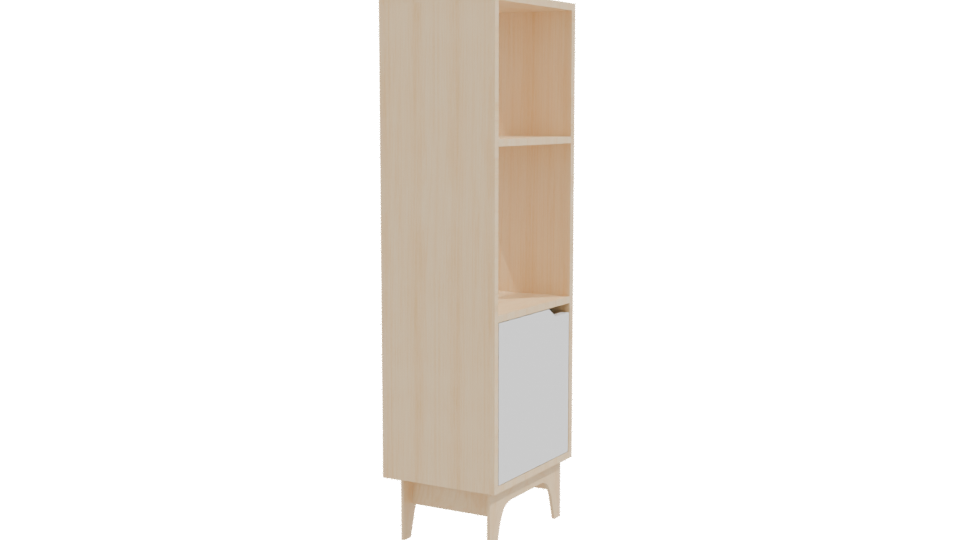 Minimalist Wooden Shelf Unit - Professional 3D Model Render 9