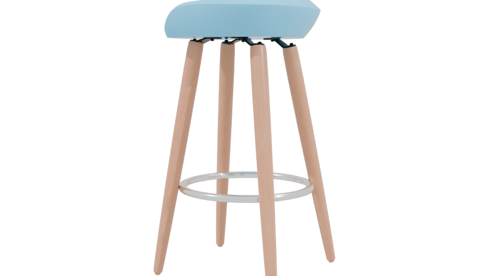 Contemporary Bar Stool with Wooden Legs 3D Model - Professional 3D Model Render 3