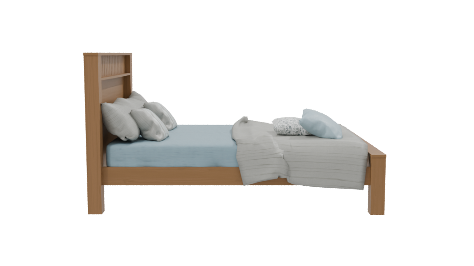 Stylish Wooden Bed 3D Model - Professional 3D Model Render 8