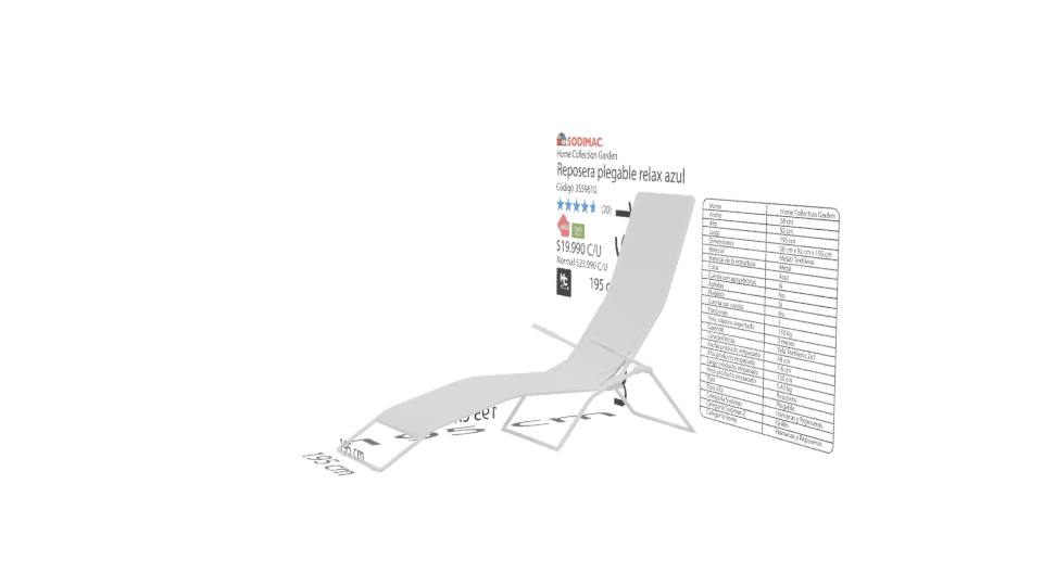 Adjustable Outdoor Recliner Model - Professional 3D Model Render 13