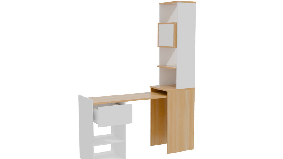 Contemporary Wooden Office Desk with Storage - Professional 3D Model Render 10