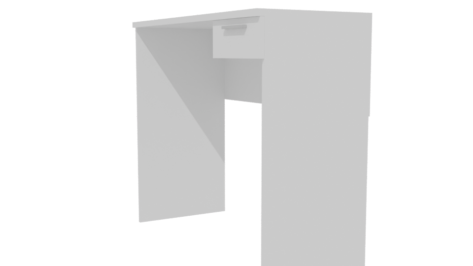 Minimalist White Desk Model - Professional 3D Model Render 13