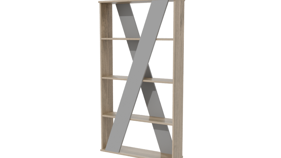 Contemporary Wooden Bookshelf 3D - Professional 3D Model Render 6