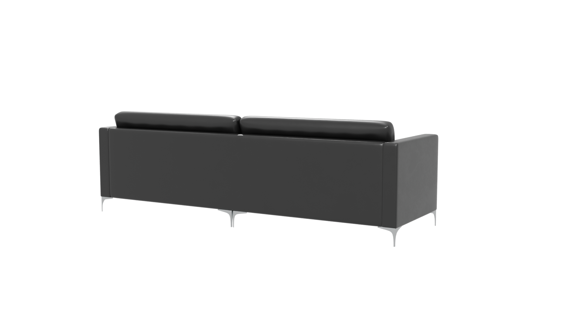 Stylish Black Leather Sofa Set - Professional 3D Model Render 6