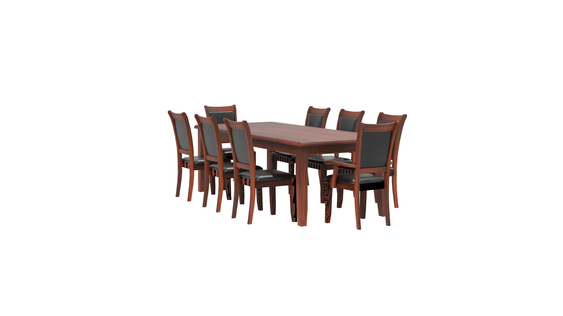 Elegant Rectangular Wooden Dining Table Set 3D Model - Professional 3D Model Render 13