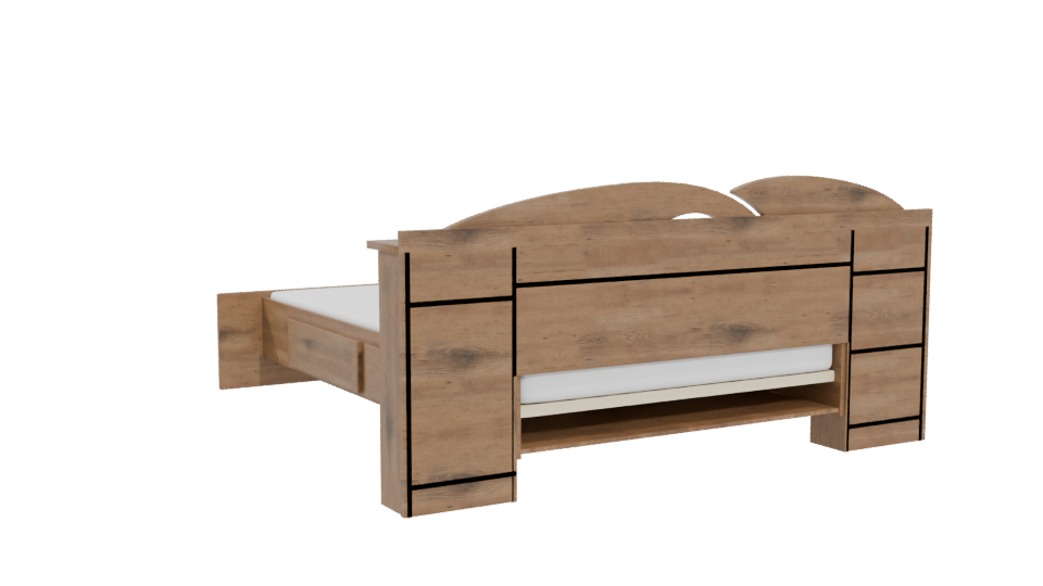 Stylish Wooden Bed with Nightstands 3D Model - Professional 3D Model Render 4