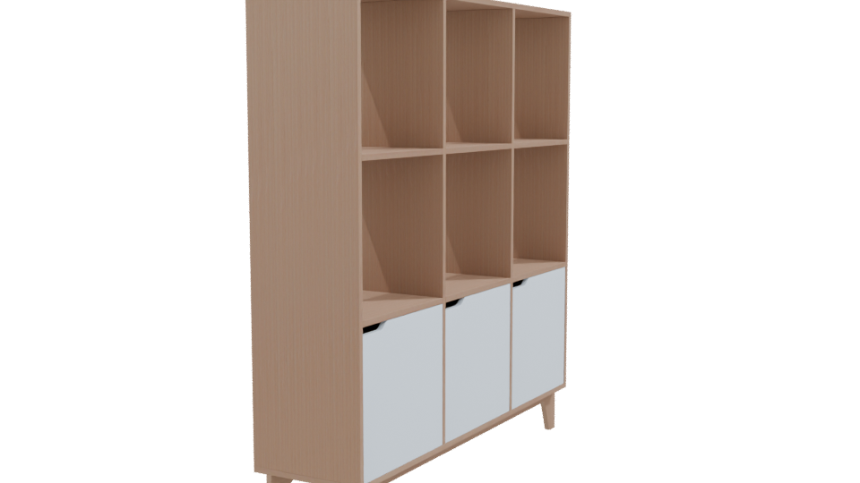 Minimalist Wooden Bookshelf 3D - Professional 3D Model Render 9