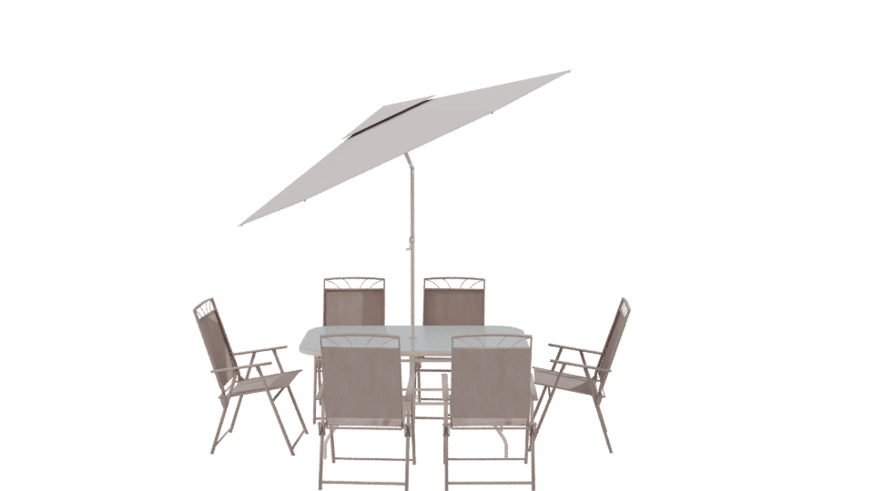 Stylish Outdoor Dining Set with Umbrella 3D Model - Professional 3D Model Render 8