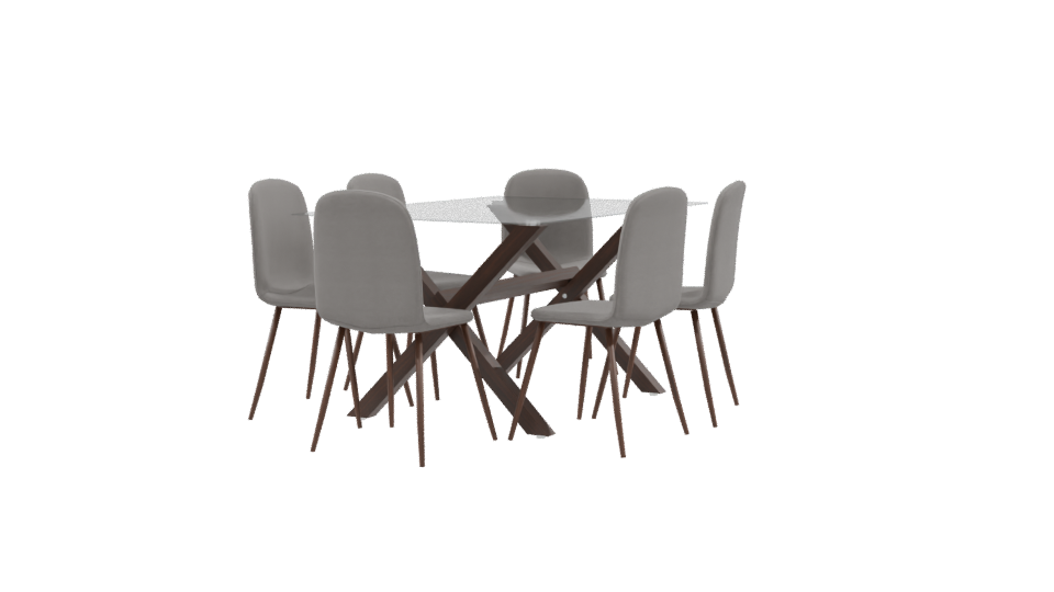 Stylish Glass Top Dining Set - Professional 3D Model Render 9