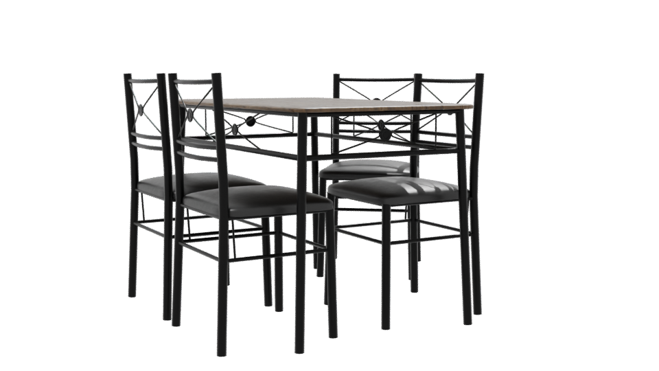 Stylish Wooden Dining Table Set - Professional 3D Model Render 7