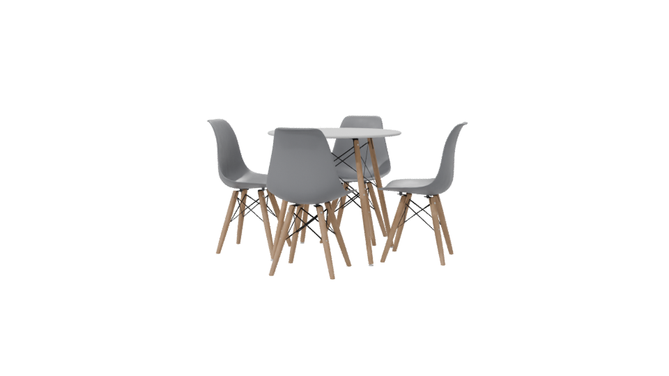 Modern Round Table and Chairs Set - Professional 3D Model Render 7