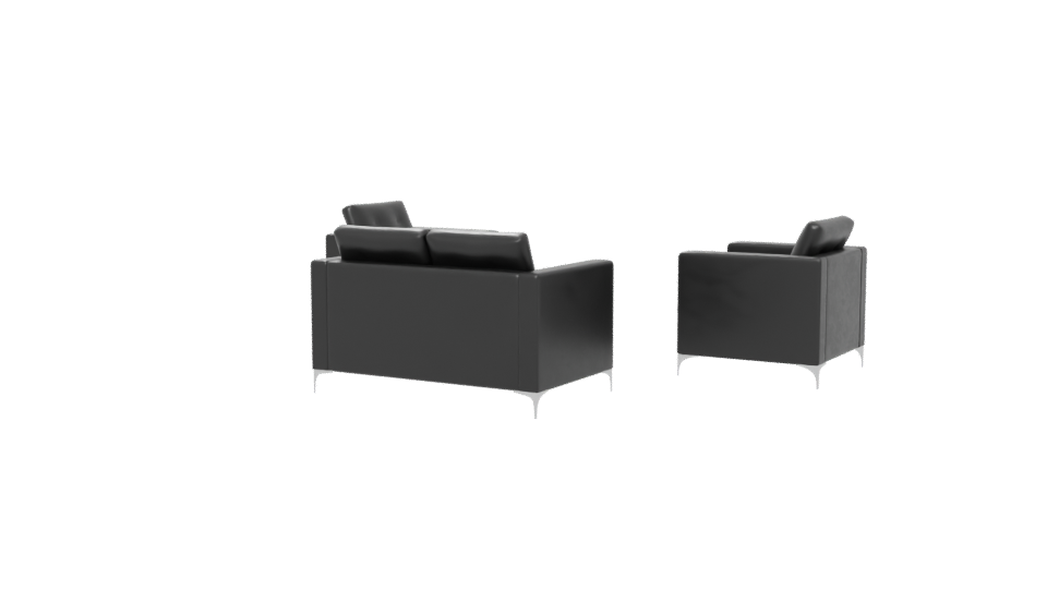 Contemporary Black Fabric Sofa Set 3D Model - Professional 3D Model Render 6