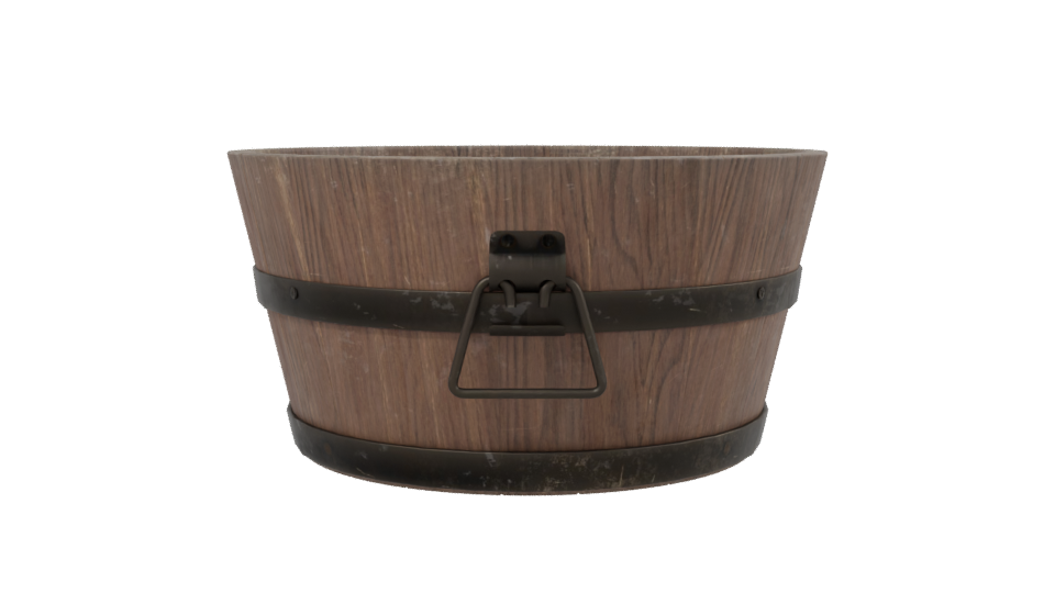 Rustic Wooden Bucket Model - Professional 3D Model Render 2