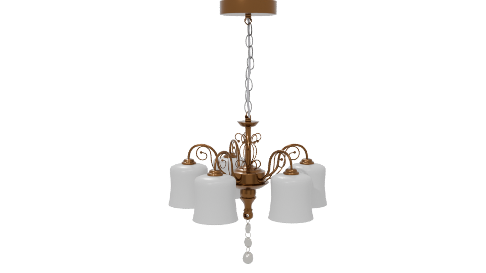 Elegant Vintage 5-Lamp Chandelier 3D - Professional 3D Model Render 6