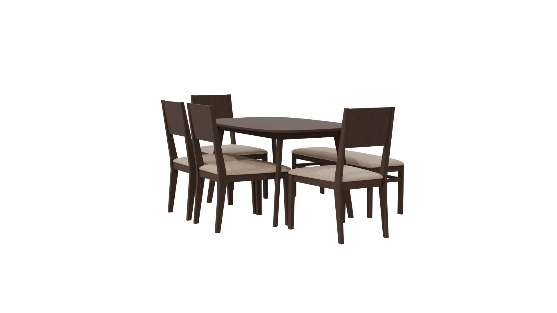 Stylish Wooden Dining Set 3D Model - Professional 3D Model Render 7