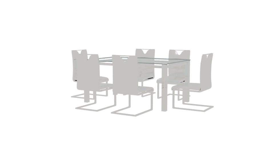 Modern Glass Dining Table Set - Professional 3D Model Render 6