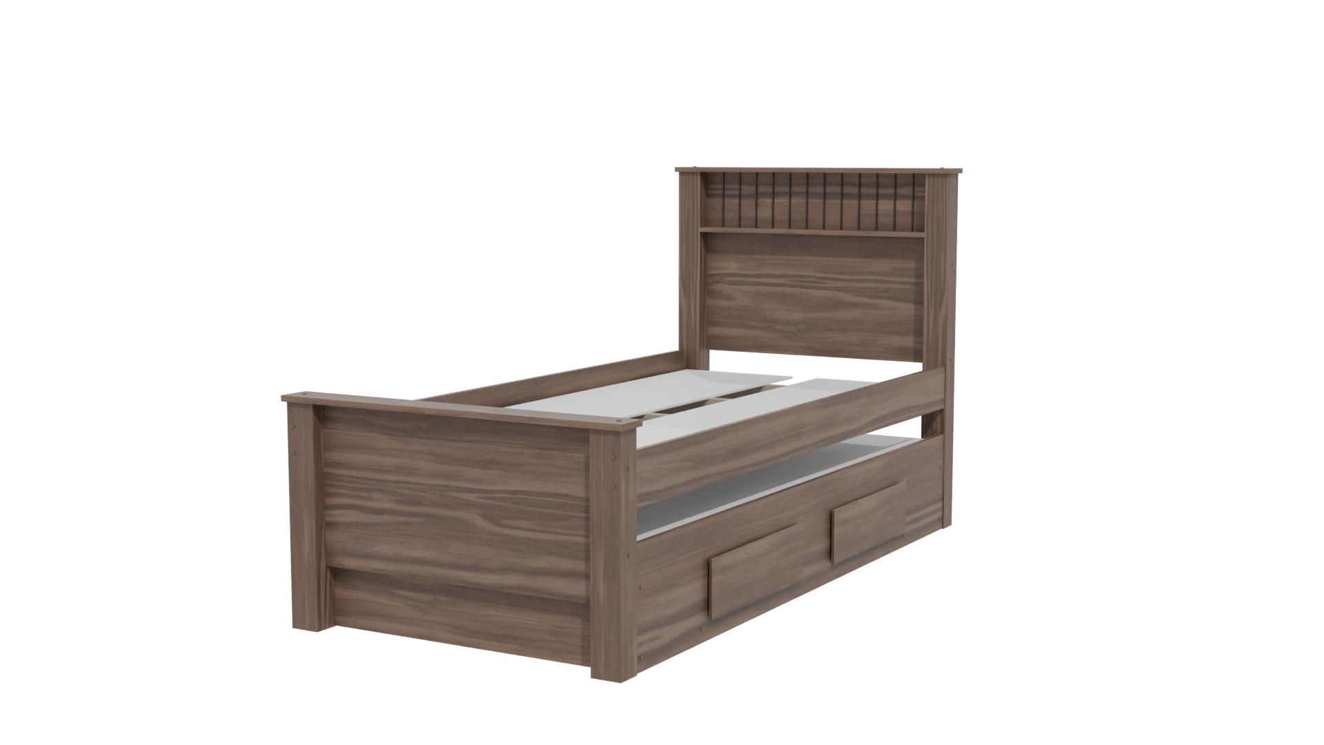 Stylish Wooden Twin Bed 3D Model - Professional 3D Model Render 12