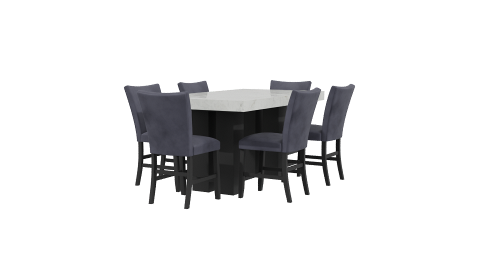 Elegant Rectangular Dining Table Set - Professional 3D Model Render 3