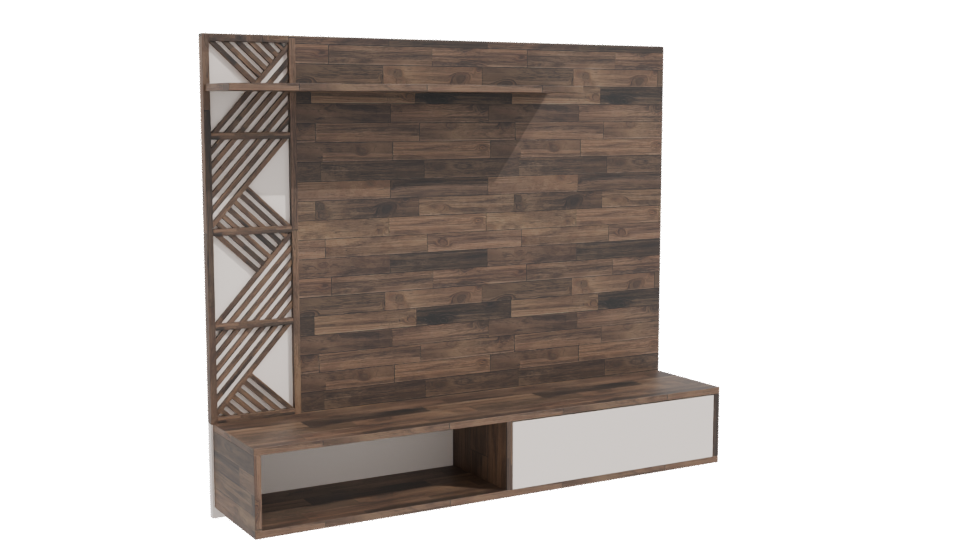 Stylish Wooden Wall Unit 3D - Professional 3D Model Render 10