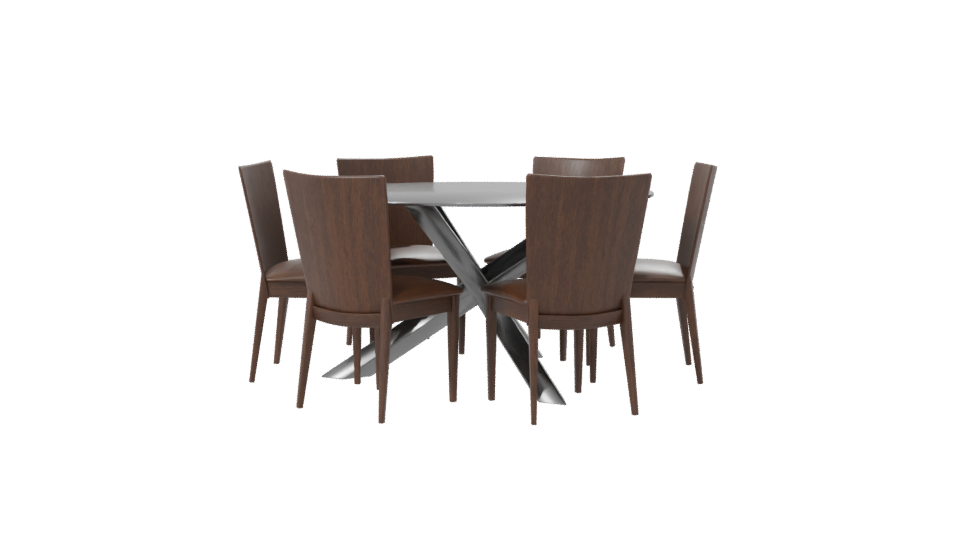 Elegant Glass Dining Table Set 3D - Professional 3D Model Render 7