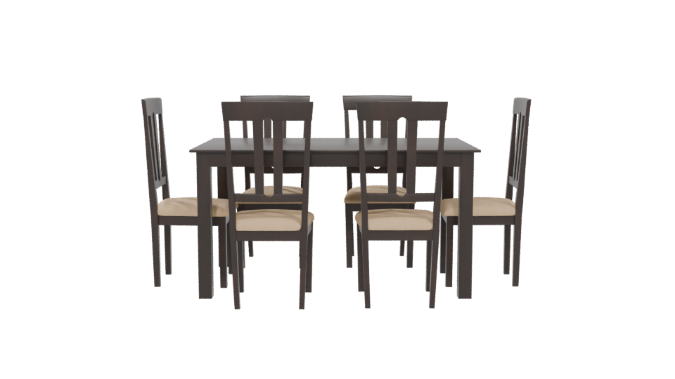 Elegant Wooden Dining Set 3D - Professional 3D Model Render 5