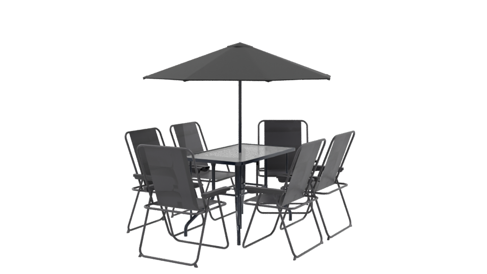 Stylish Outdoor Dining Set with Umbrella 3D Model - Professional 3D Model Render 9