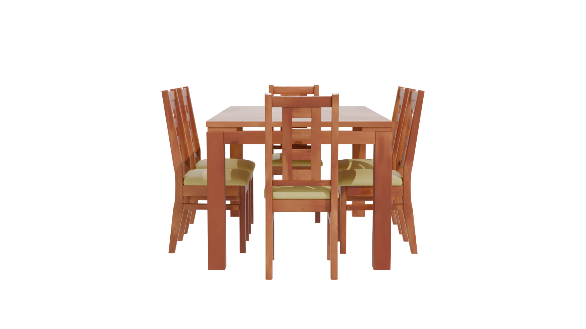 Stylish Wooden Dining Table Set 3D Model - Professional 3D Model Render 11