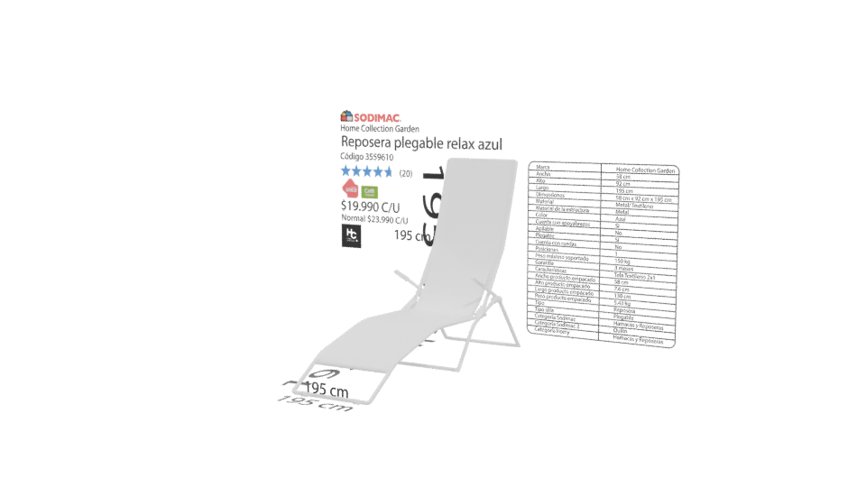 Adjustable Outdoor Recliner Model - Professional 3D Model Render 12