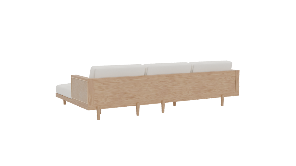 Minimalist Wooden Sofa Model - Professional 3D Model Render 4
