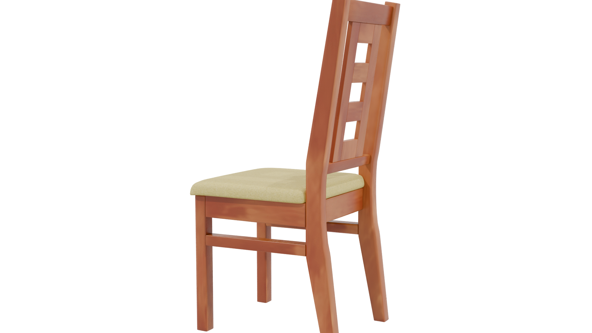 Stylish Wooden Dining Chair 3D Model - Professional 3D Model Render 3