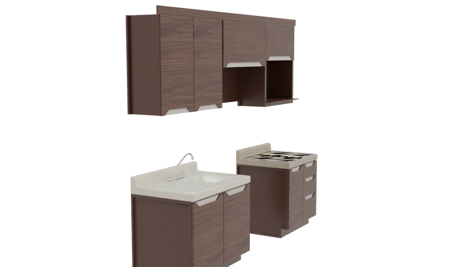 Modern Kitchen Cabinet Set 3D - Professional 3D Model Render 9