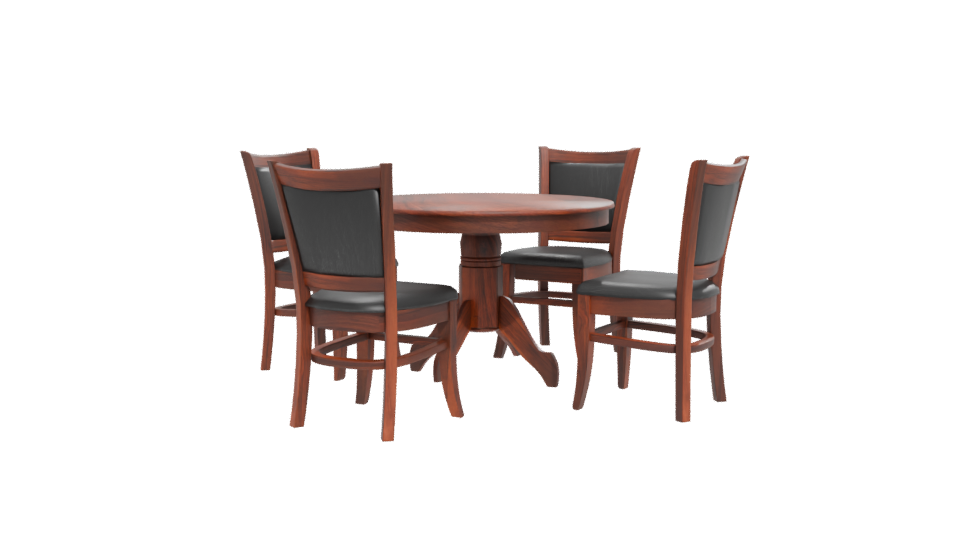 Stylish Round Wooden Dining Set - Professional 3D Model Render 12