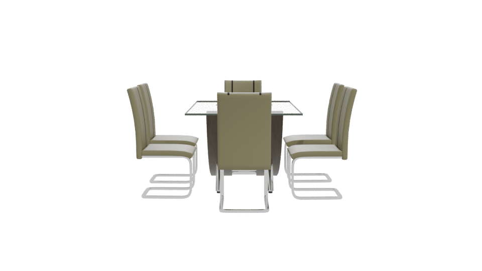 Modern Glass Dining Table Set - Professional 3D Model Render 11