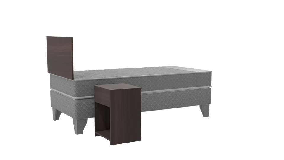 Minimalist Bed and Nightstand Model - Professional 3D Model Render 7