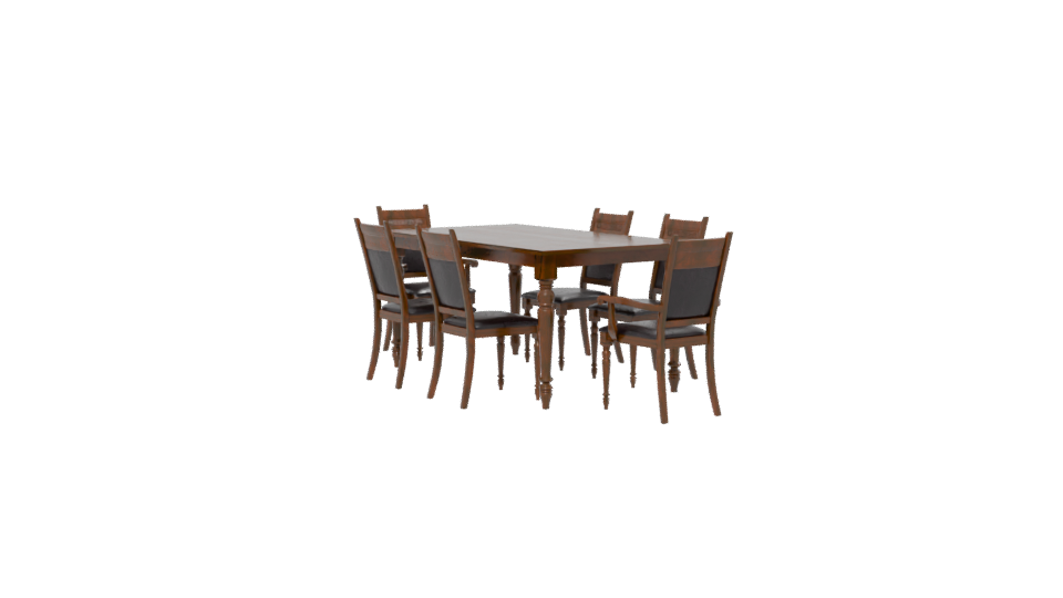 Elegant Wooden Dining Table Set - Professional 3D Model Render 13