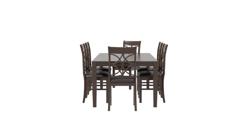 Elegant Wooden Dining Table Set - Professional 3D Model Render 2