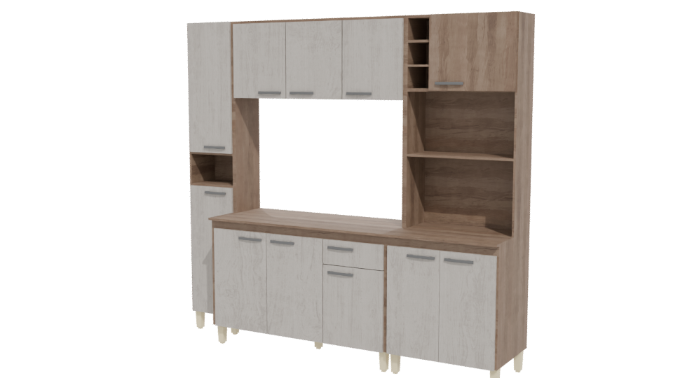 Stylish Modern Kitchen Cabinet Set - Professional 3D Model Render 12