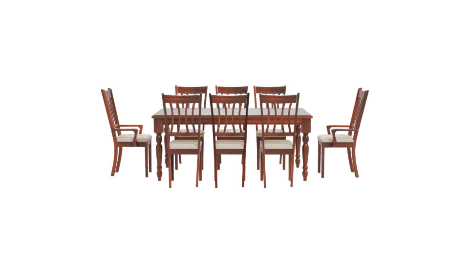 Elegant Wooden Dining Table with Chairs 3D Model - Professional 3D Model Render 11