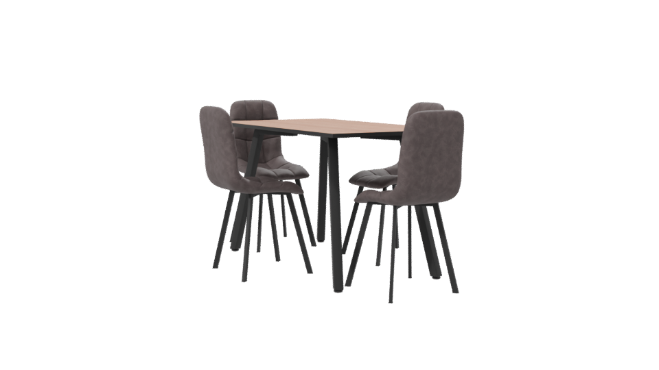 Stylish Wooden Dining Table Set - Professional 3D Model Render 7