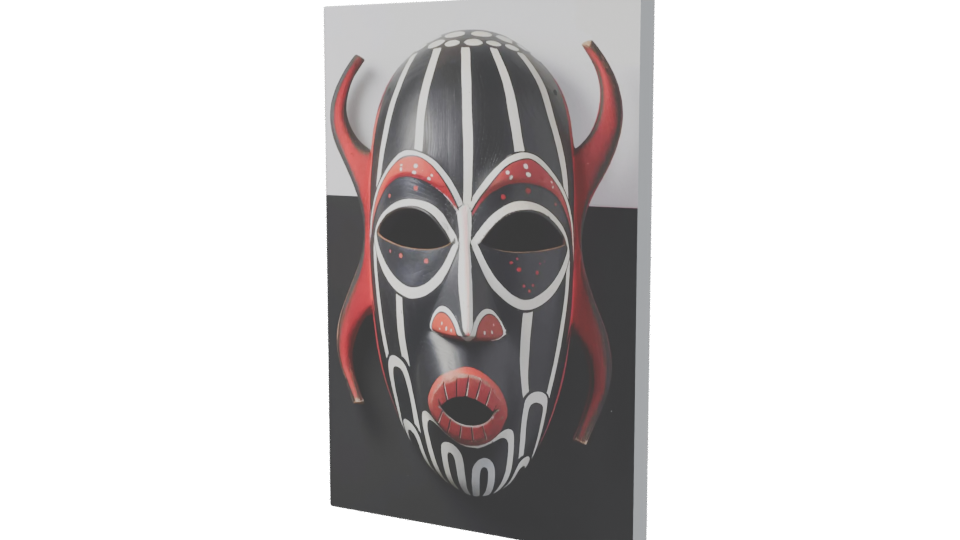 Stylized African Tribal Mask 3D - Professional 3D Model Render 12