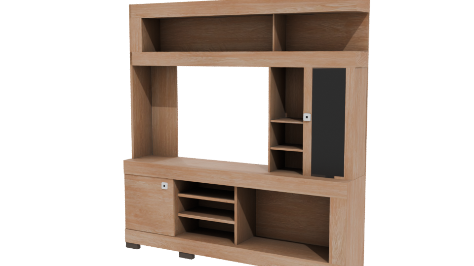 Stylish Wooden Media Console 3D - Professional 3D Model Render 12