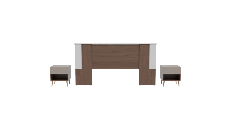Stylish Wooden Bed Frame Set - Professional 3D Model Render 11