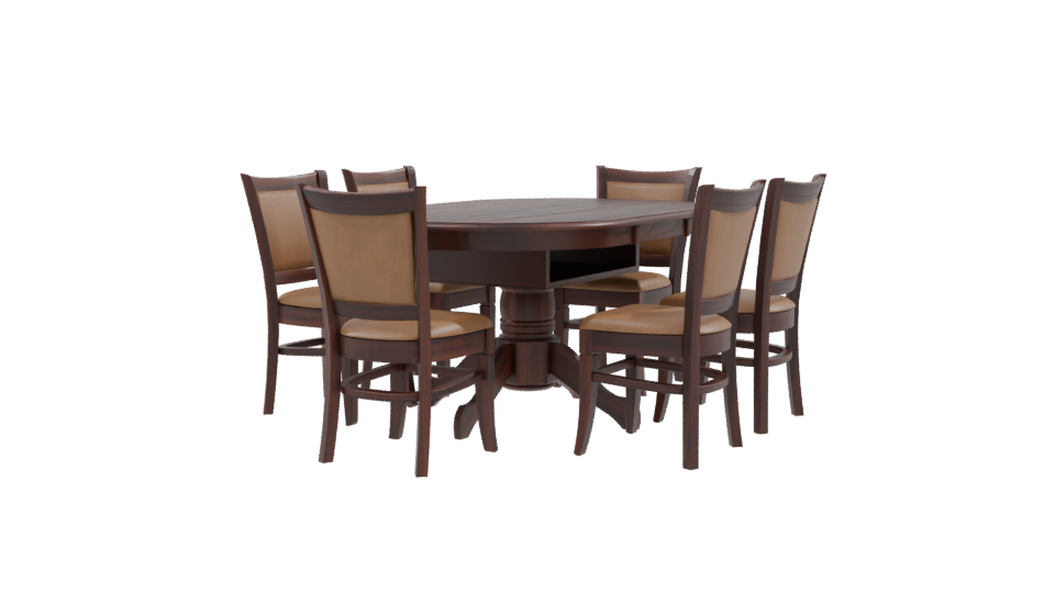 Elegant Round Wooden Dining Set - Professional 3D Model Render 9