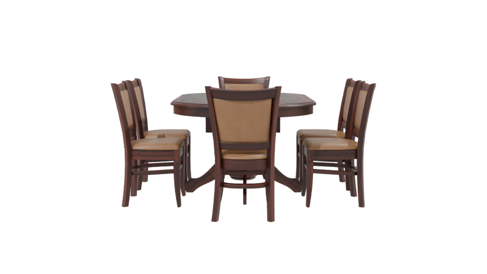 Elegant Round Wooden Dining Set - Professional 3D Model Render 2