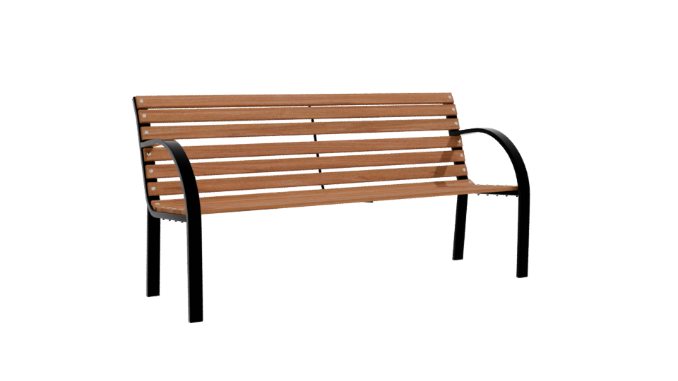 Stylish Outdoor Wooden Bench 3D Model - Professional 3D Model Render 10