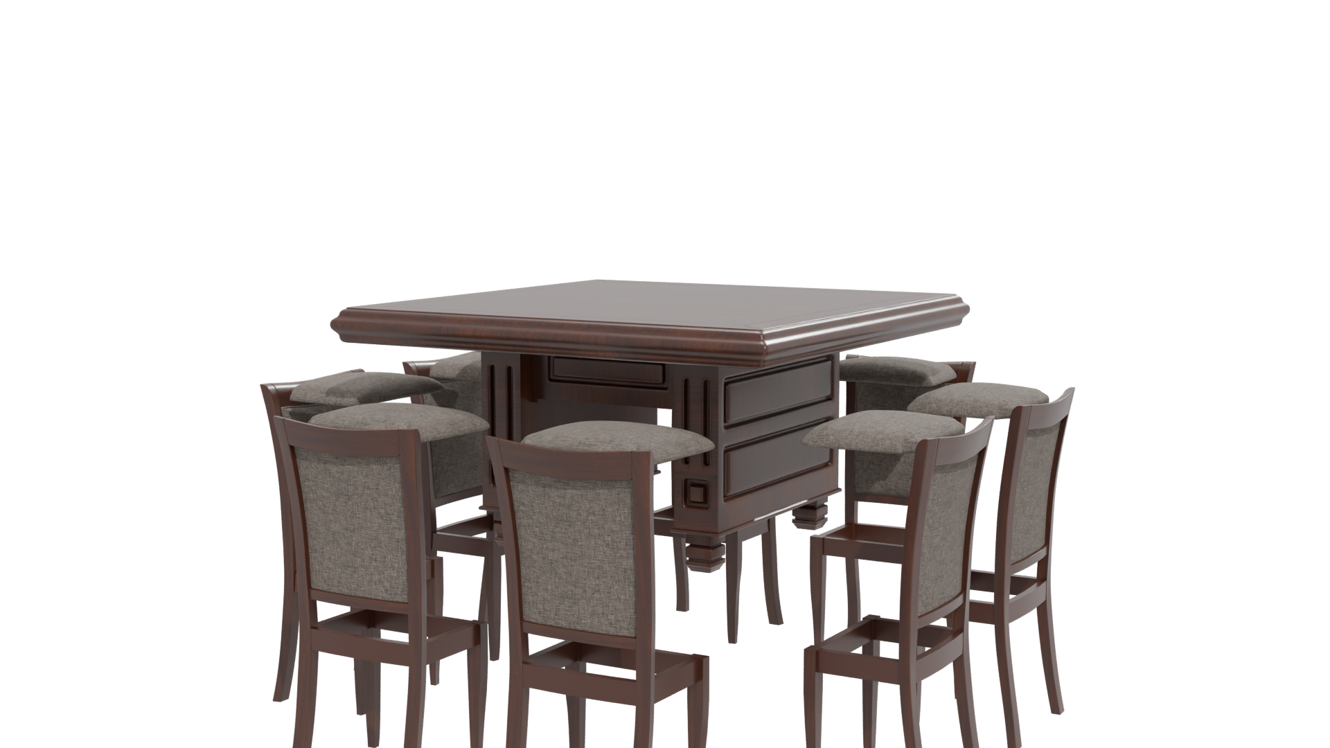 Elegant Wooden Dining Set 3D - Professional 3D Model Render 12